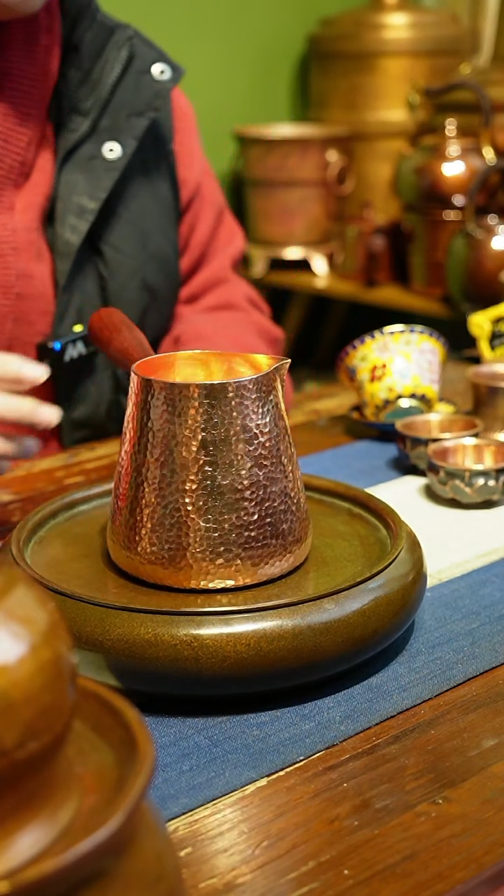 【闪购商品】500cc原色木柄纯紫铜公道杯