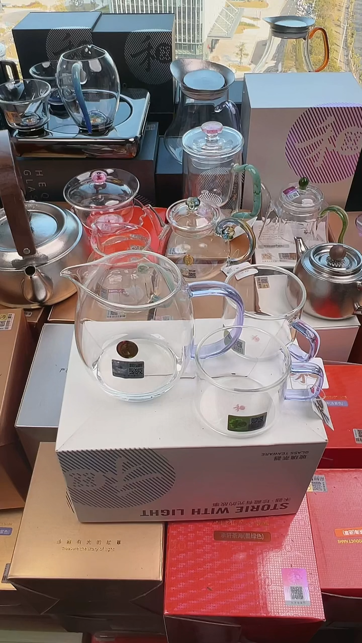 @@禾器澄然茶海浅紫色+清禾对杯浅紫色