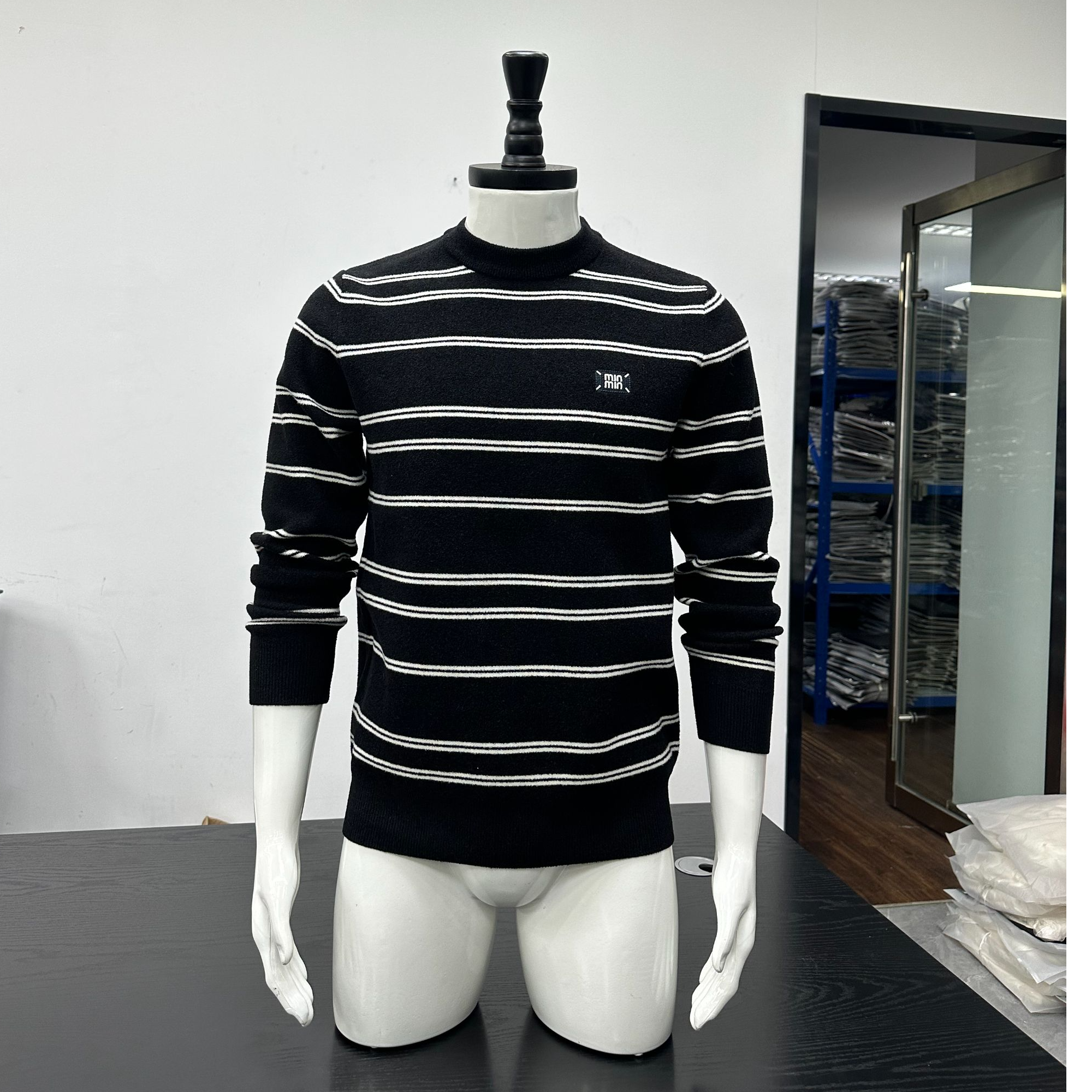 2879男士高品质条纹秋冬厚款毛衣