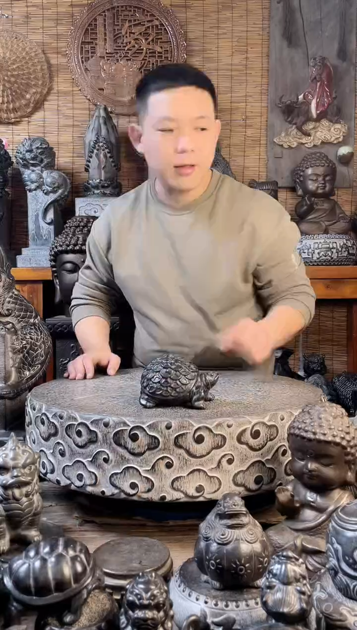 【闪购商品】13金钱龟天然青石雕刻