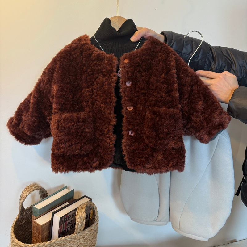 儿童冬季韩版中性款皮草加棉外套FY251