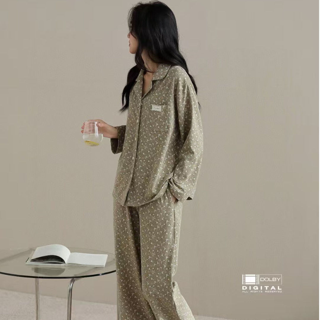 【B001-B040】2025年秋冬新款长袖长裤加胸垫家居服保暖柔软睡衣