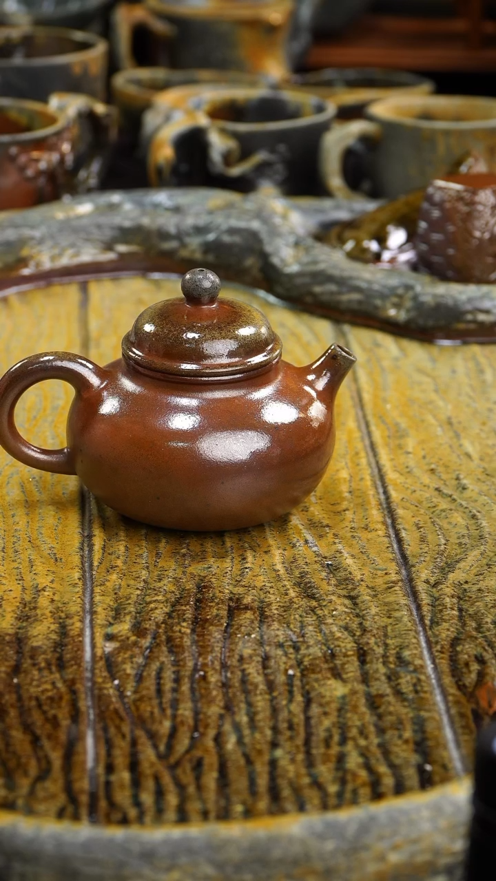 茶壶紫砂零化工釉，天然灰落
