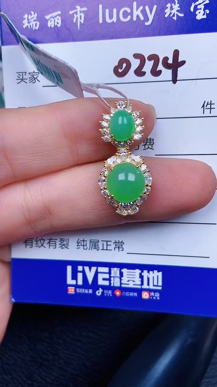 颈饰银S925镶嵌翡翠0224