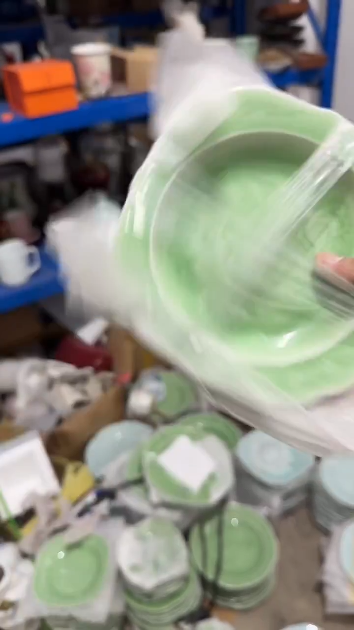 高温陶瓷绿色盘子16厘米4个装