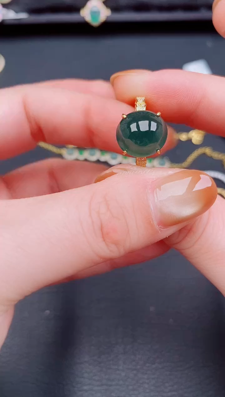 【闪购商品】翡翠戒指银S925镶嵌天然a货翡翠310