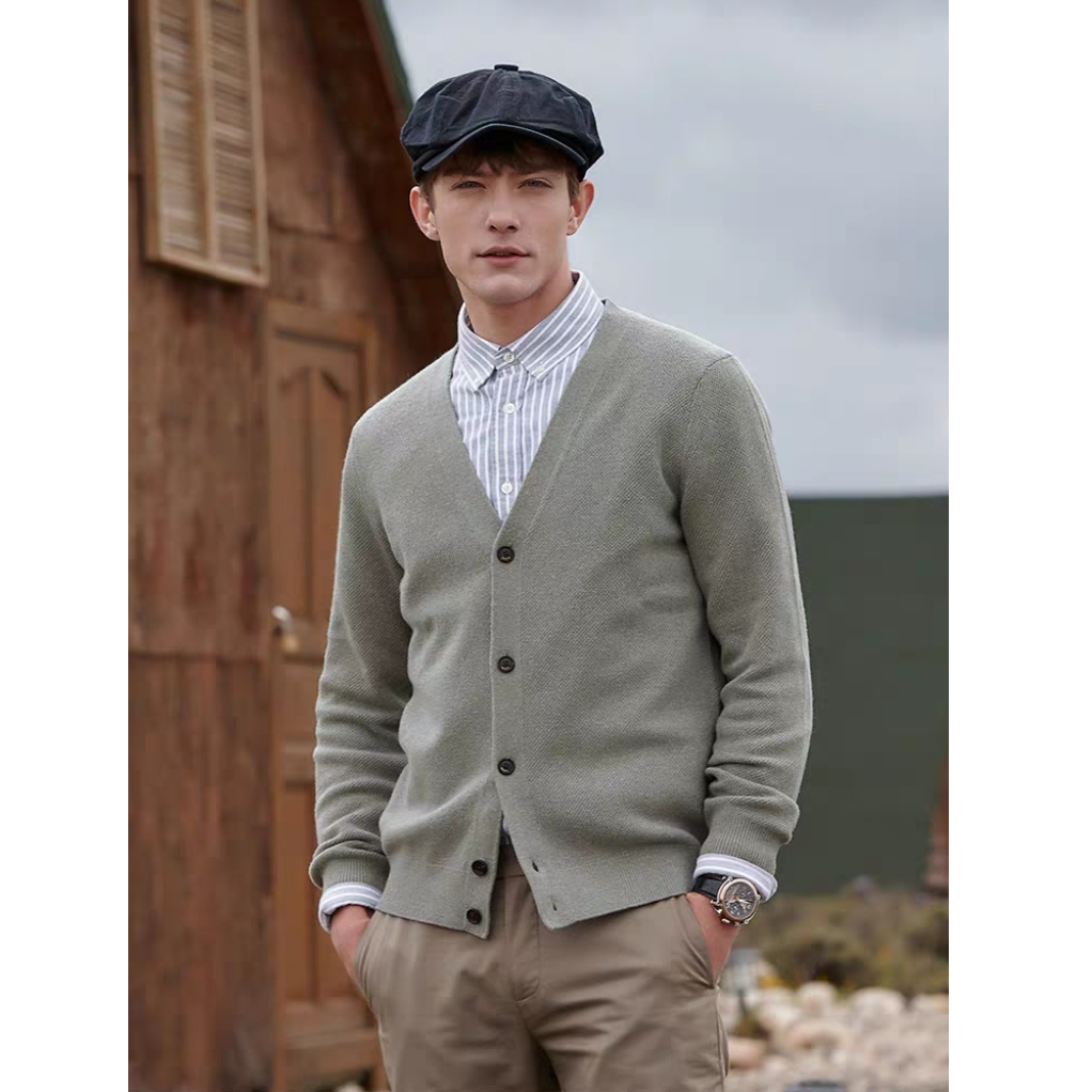 高端绅士商务秋冬羊毛男士针织开衫 A731