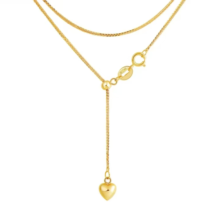 【端点】18k金 项链女爱心可调节肖邦链毛衣链