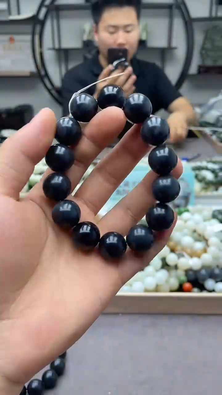 手串未镶嵌和田玉聚墨青花16圆珠