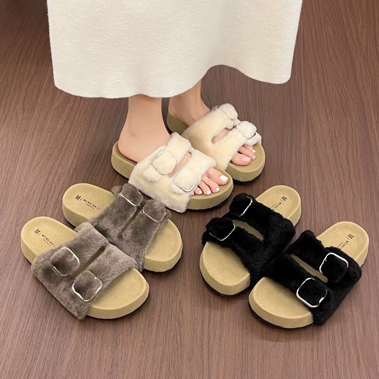 秋冬休闲款拖鞋女新款配裙子仙女风毛毛拖鞋M120