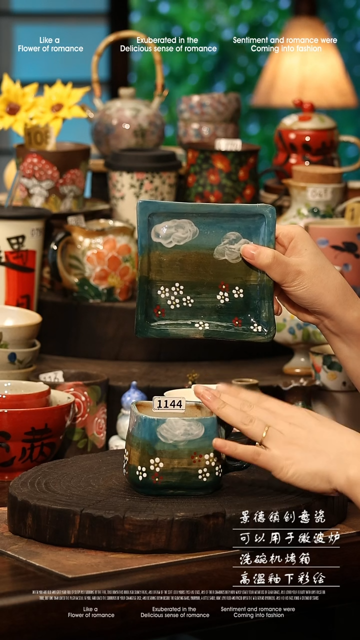 陶瓷景德镇高温釉下彩手工手绘款式@A1144@