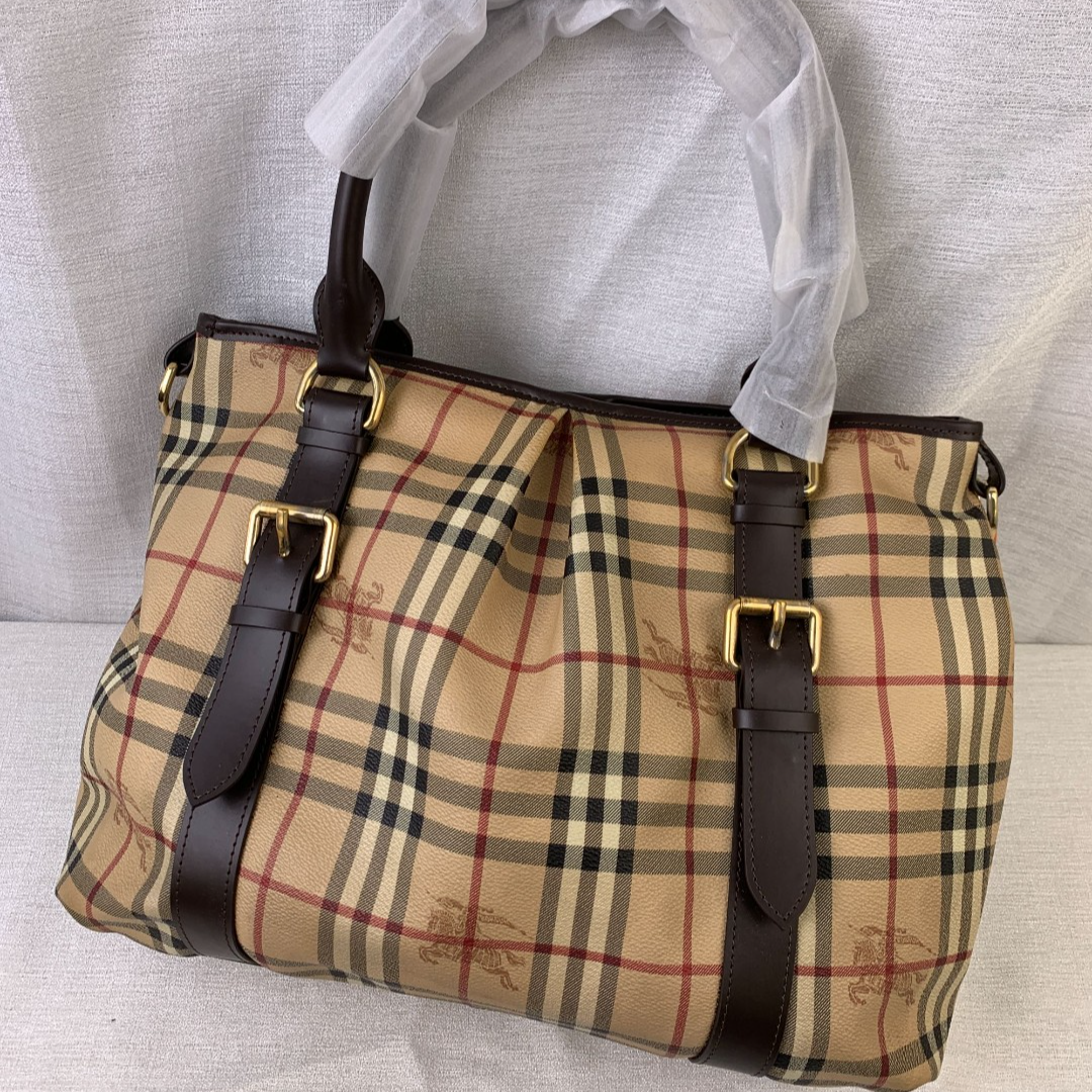 95新 BURBERRY/博柏利 战马格纹单肩托特包/ZH10515033/5033