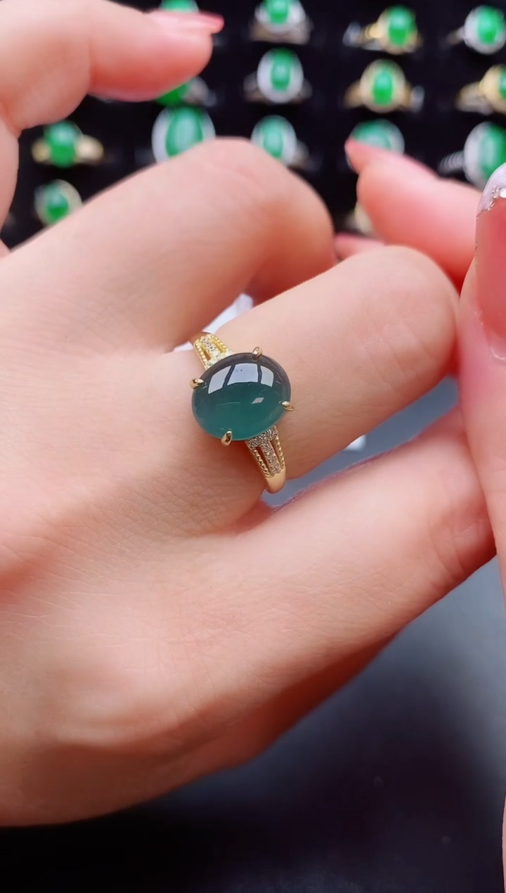 【闪购商品】翡翠戒指银S925镶嵌508080