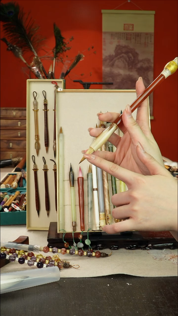 334号闪孤品高货毛笔链接 清水试笔 蘸墨不退