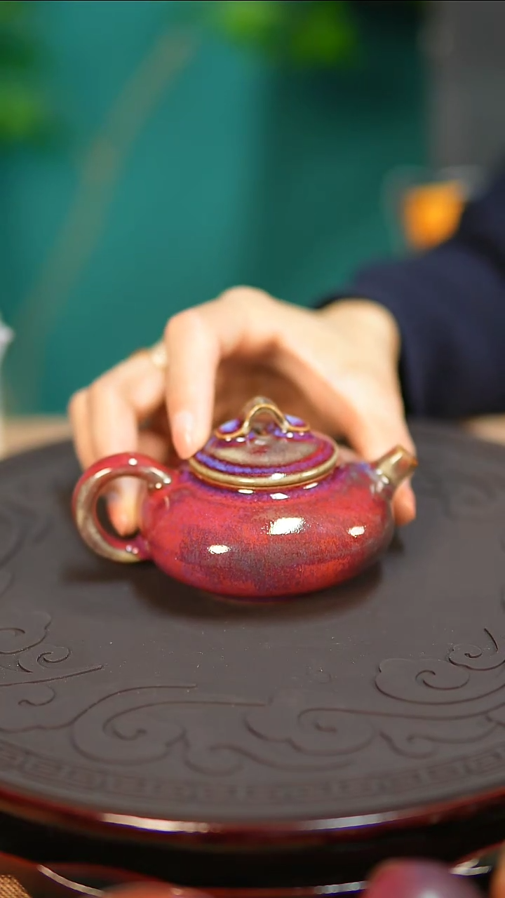 【闪购商品】杯原产地钧尚源钧瓷红藤柿饼壶
