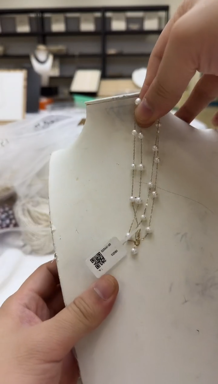 淡水珍珠银S925镶嵌项链4-5mm 满天星17颗