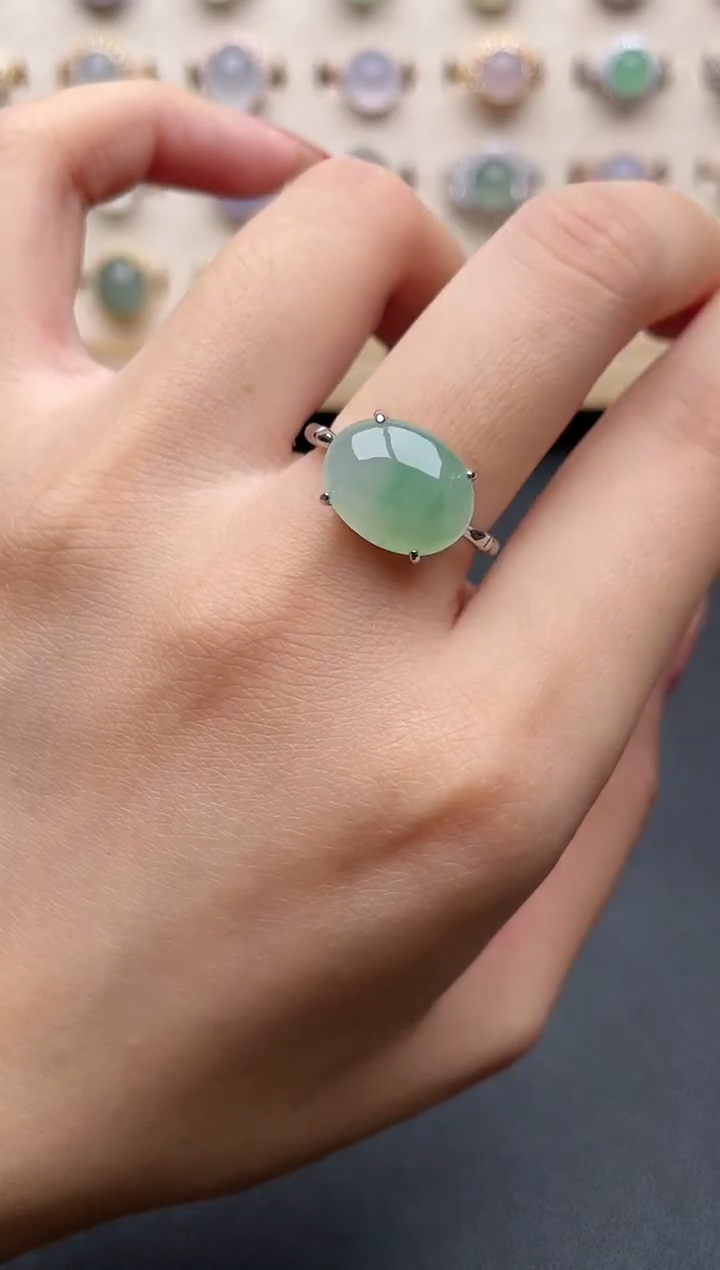 【闪购商品】翡翠戒指银S925镶嵌一物一证一礼盒