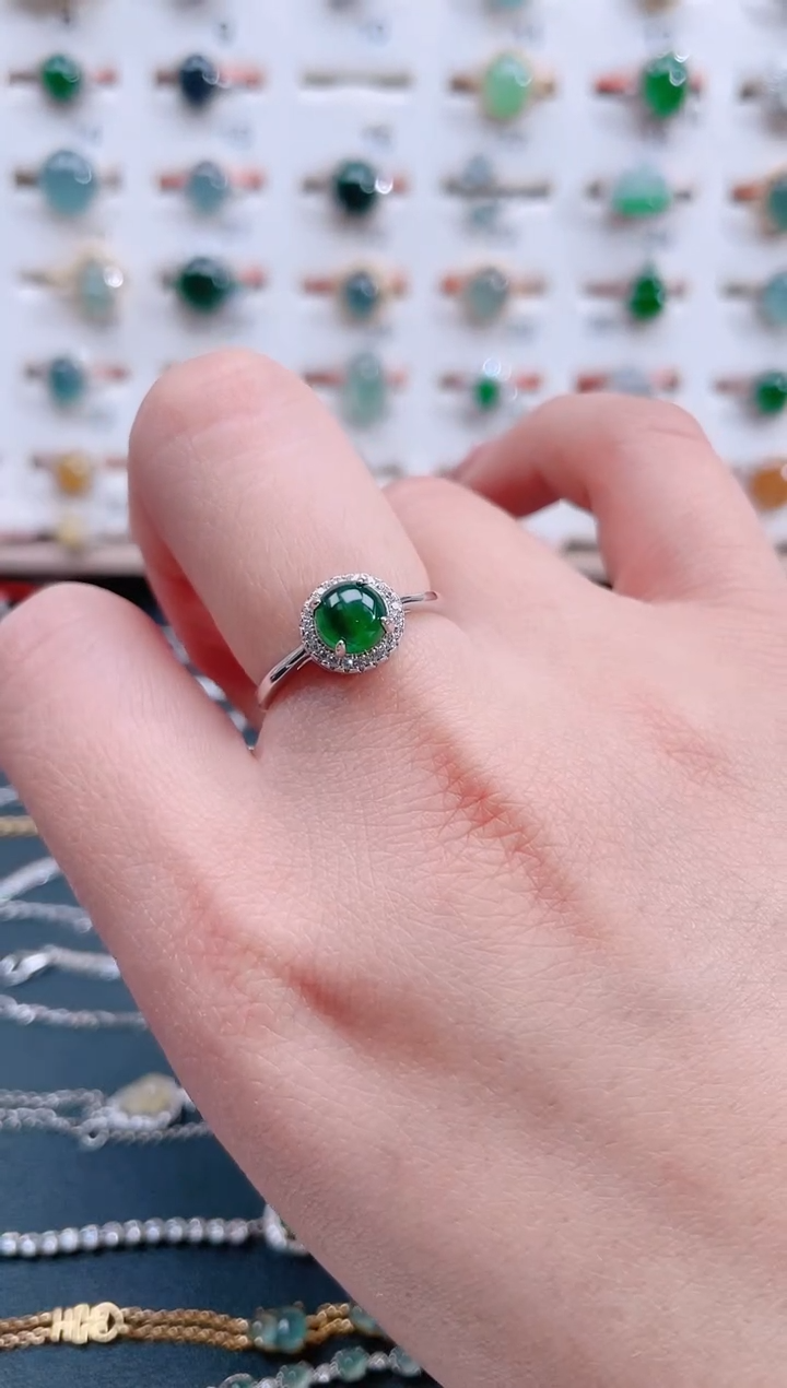 银S925镶嵌戒指翡翠天然翡翠