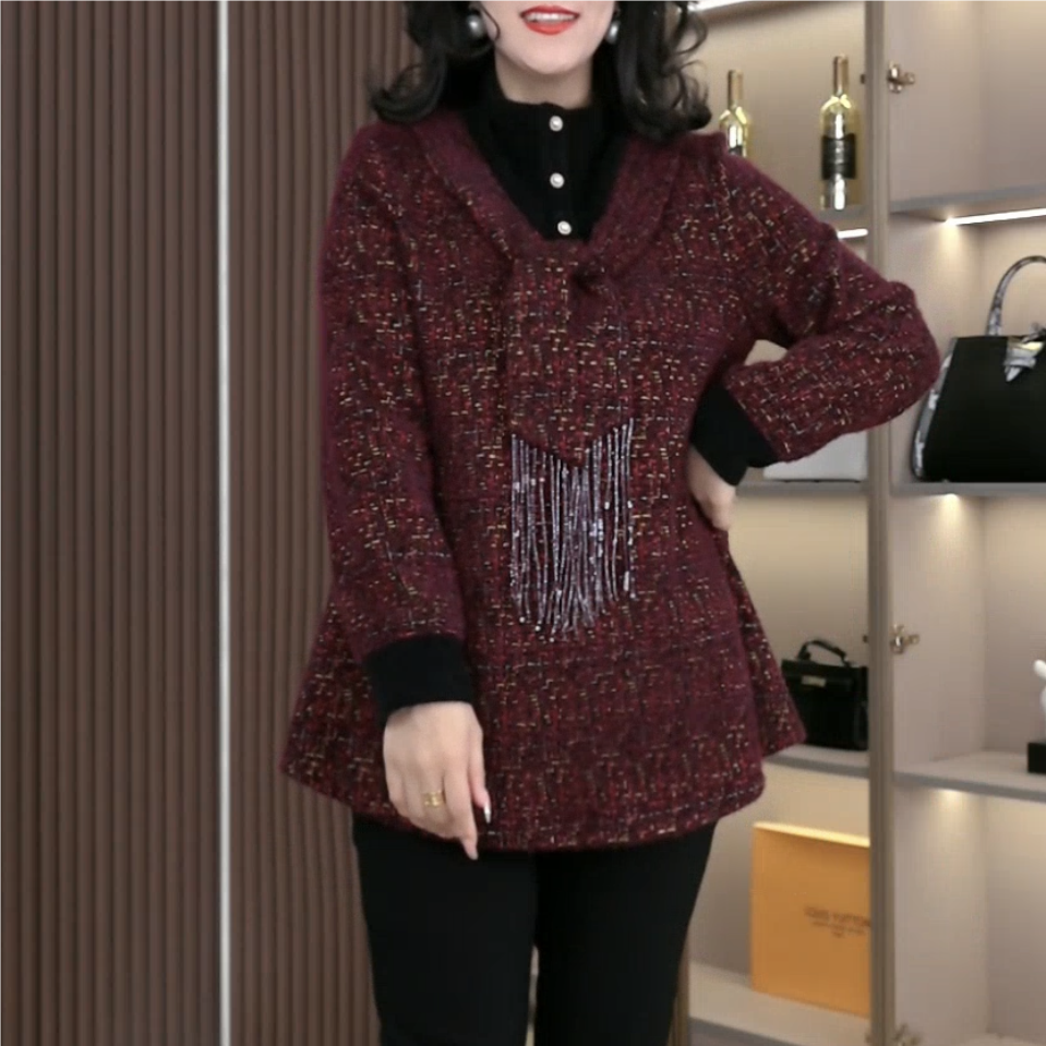 丹思慕大码女装冬季新款显瘦洋气时尚大方气质遮肉上衣ZSX25A0398