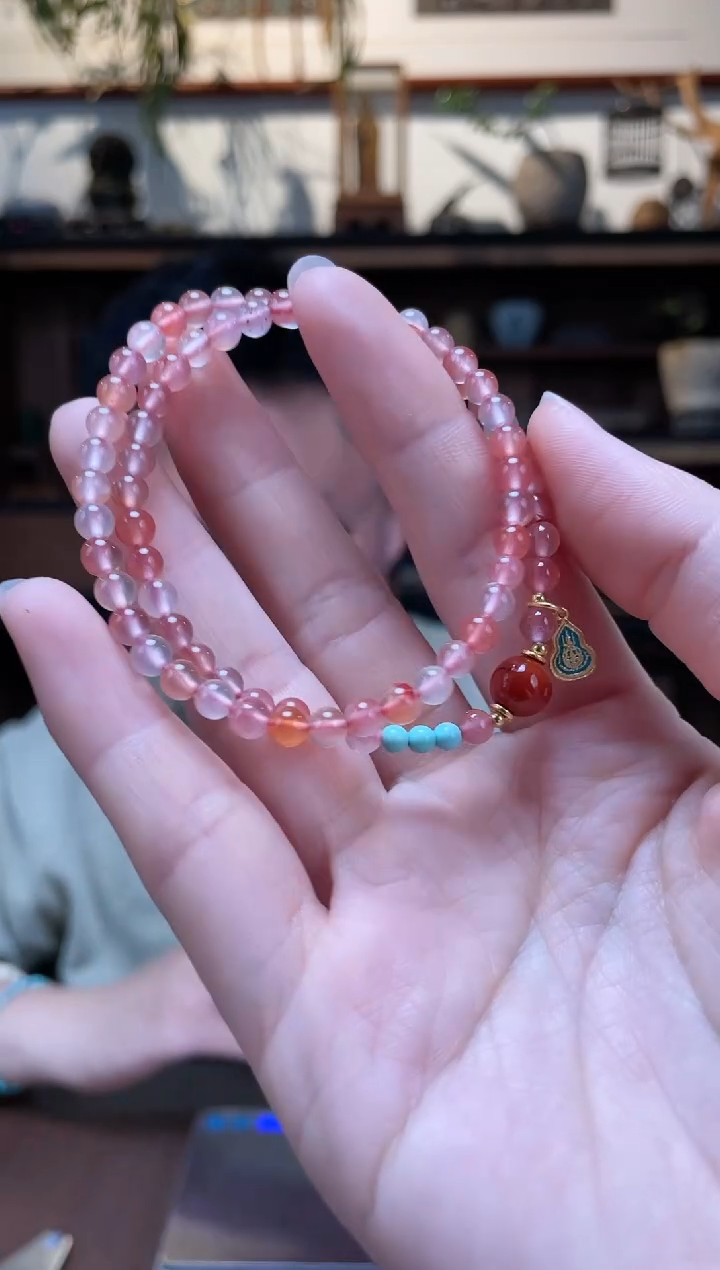 【闪购商品】南红玛瑙手串银S925镶嵌南红双圈手串*5DN多样性发一