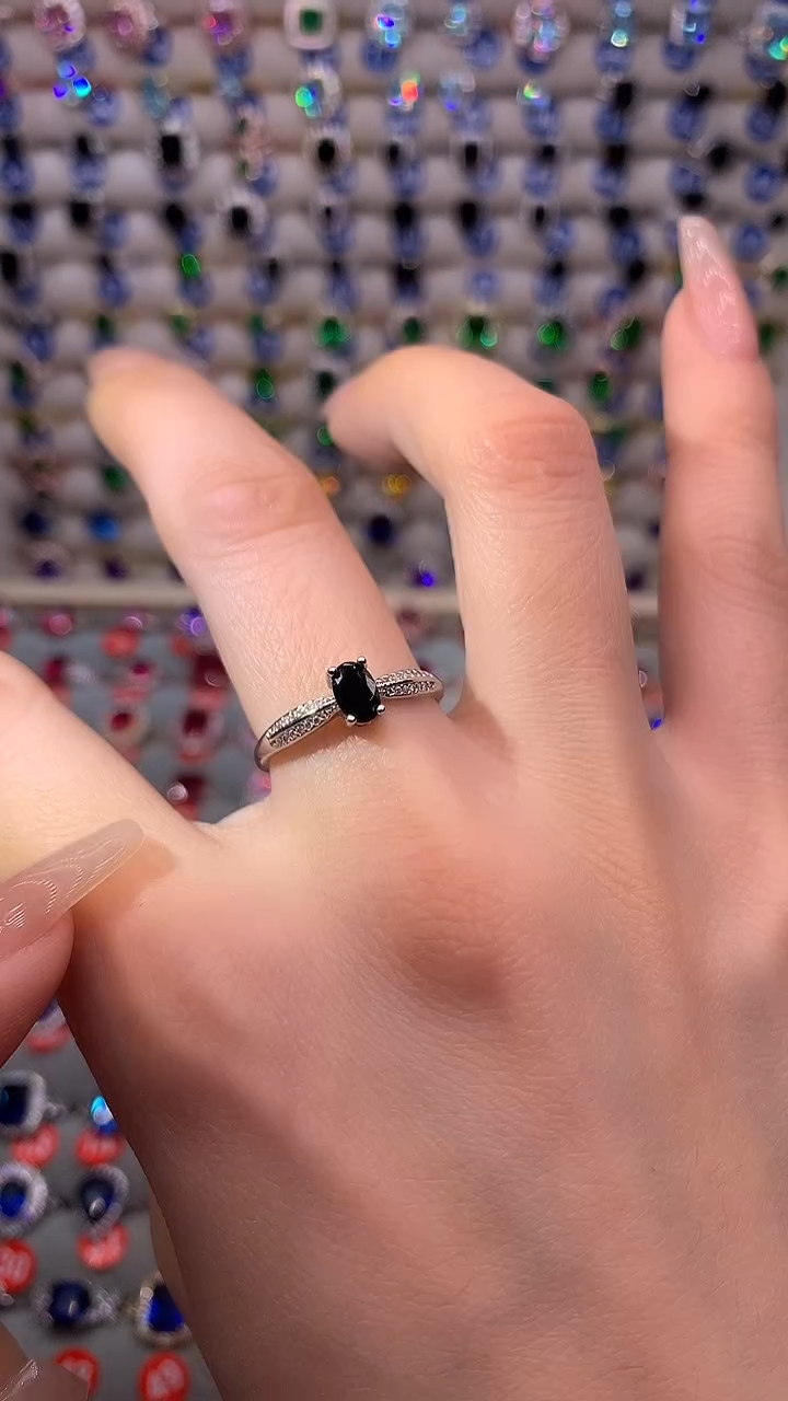 【闪购商品】蓝宝石戒指银S925镶嵌11111