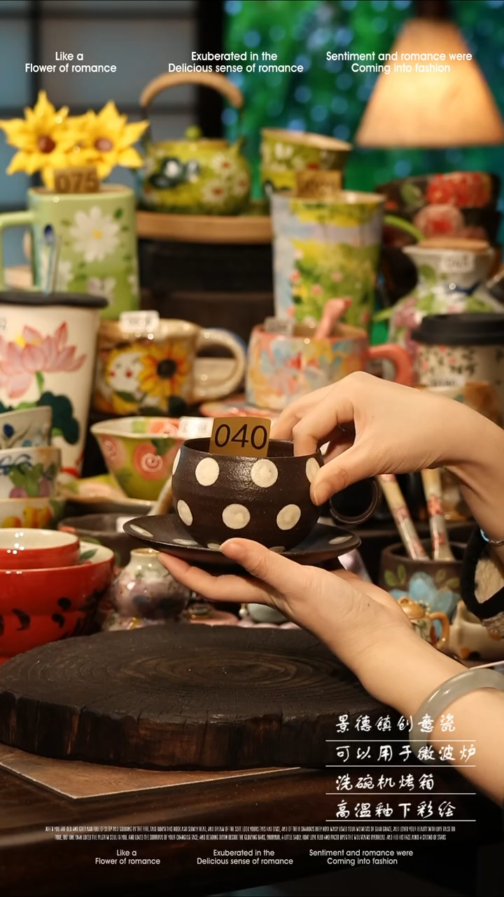 陶瓷景德镇高温釉下彩手工手绘款式