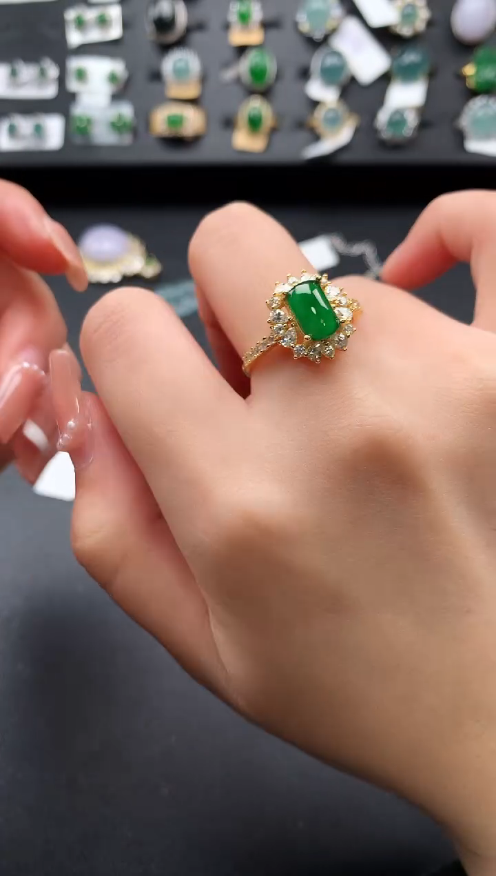 【闪购商品】翡翠戒指银S925镶嵌52141