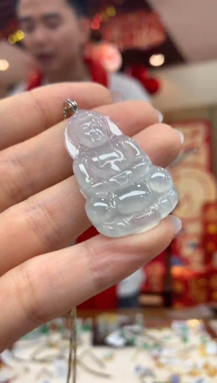 吊坠(不含链)18K金镶嵌翡翠观音