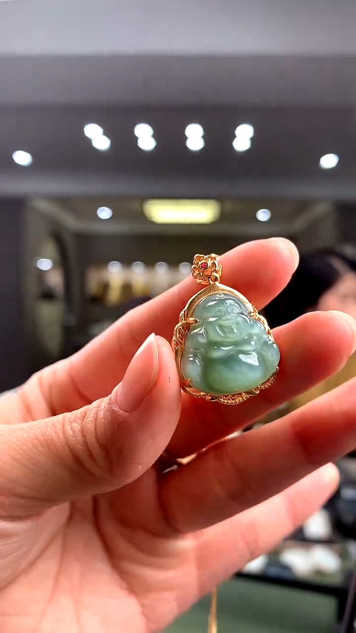 颈饰银S925镶嵌和田玉挂件