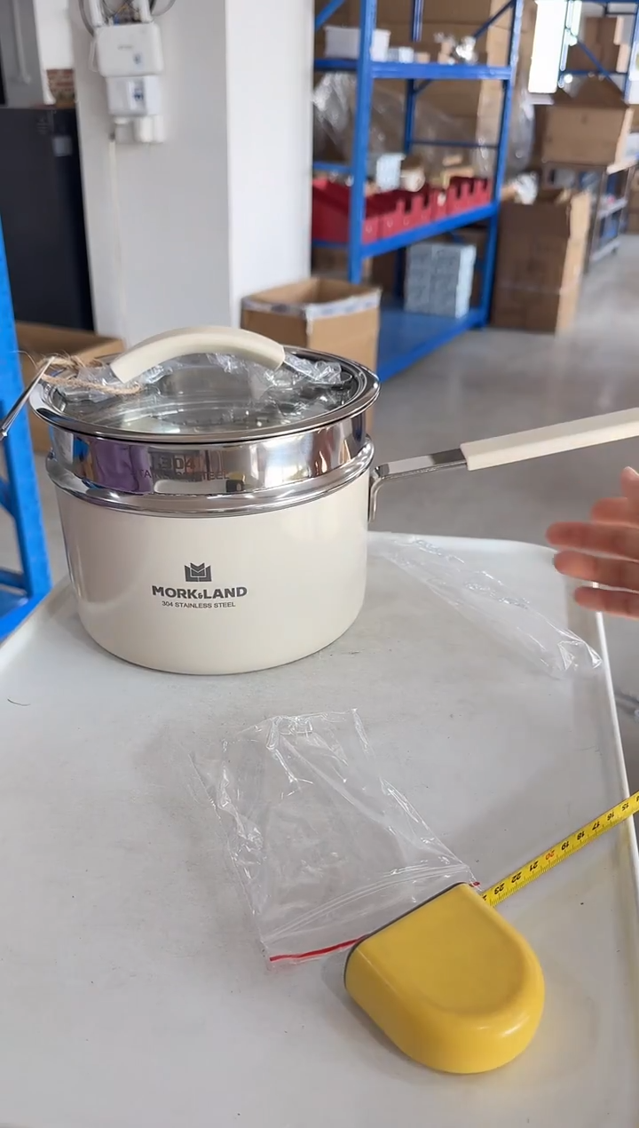 瓷片18cm不锈钢蒸奶锅2L（白色）