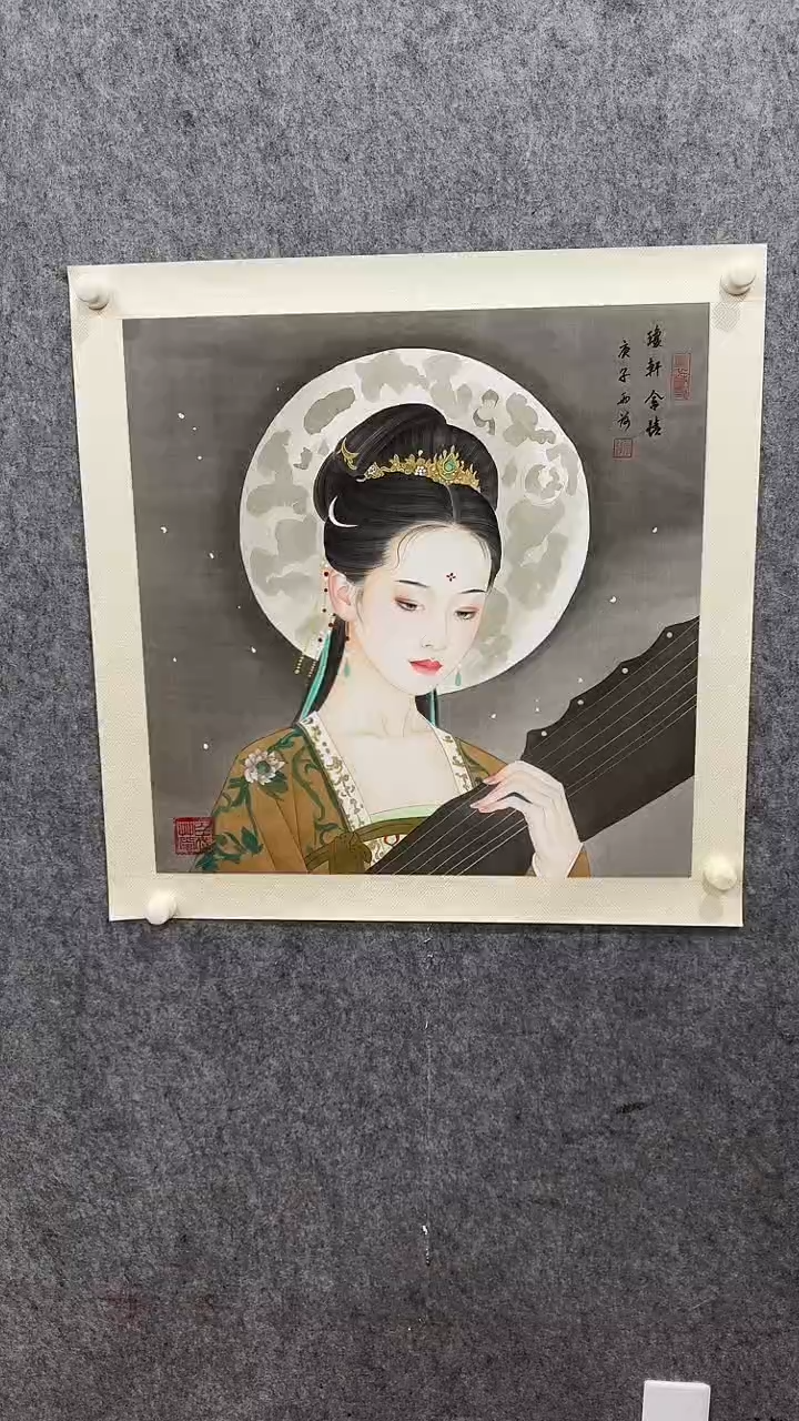 【闪购商品】国画53雨荷 绢本人物 4平尺