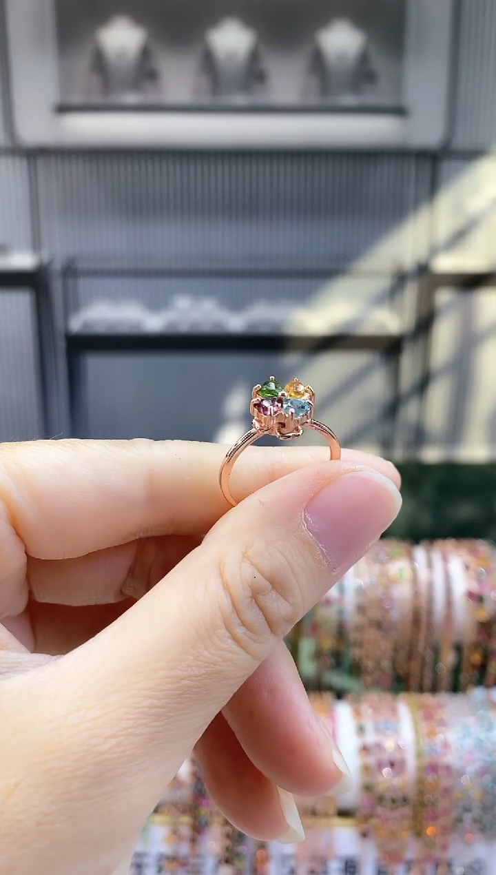 银S925镶嵌戒指碧玺66666666