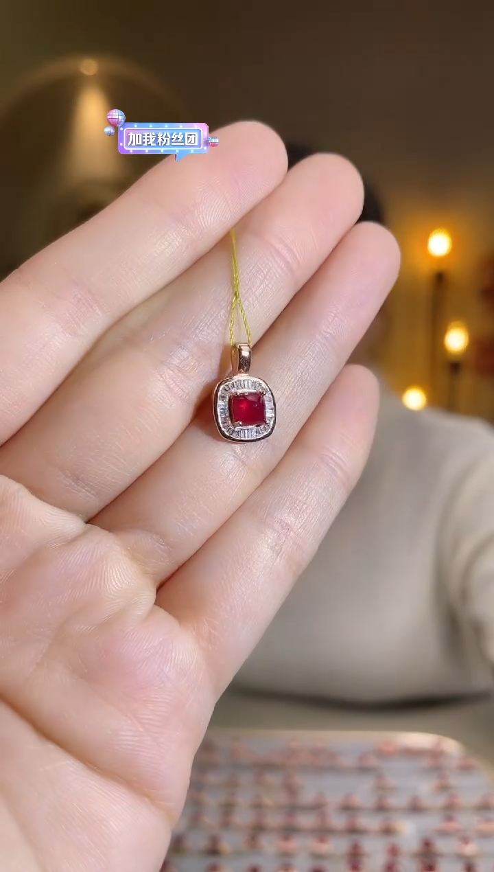 银S925镶嵌颈饰红宝石颈饰