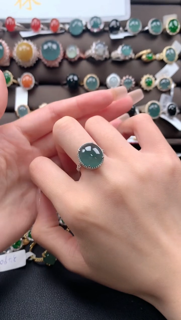 【闪购商品】翡翠戒指银S925镶嵌432432423