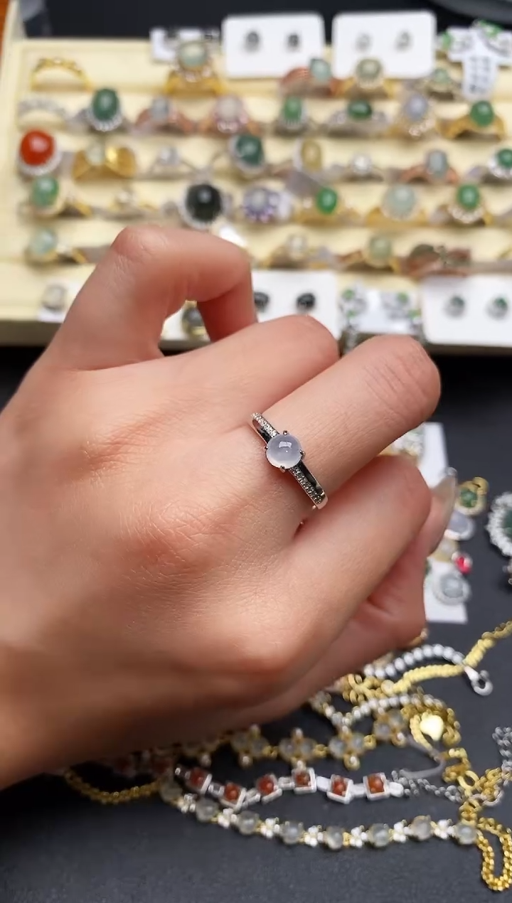 【闪购商品】翡翠戒指银S925镶嵌77777777+9