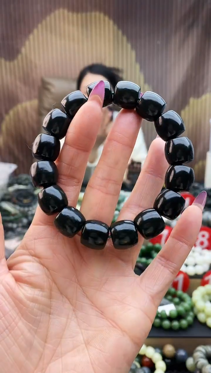 未镶嵌手串和田玉直切黑青14