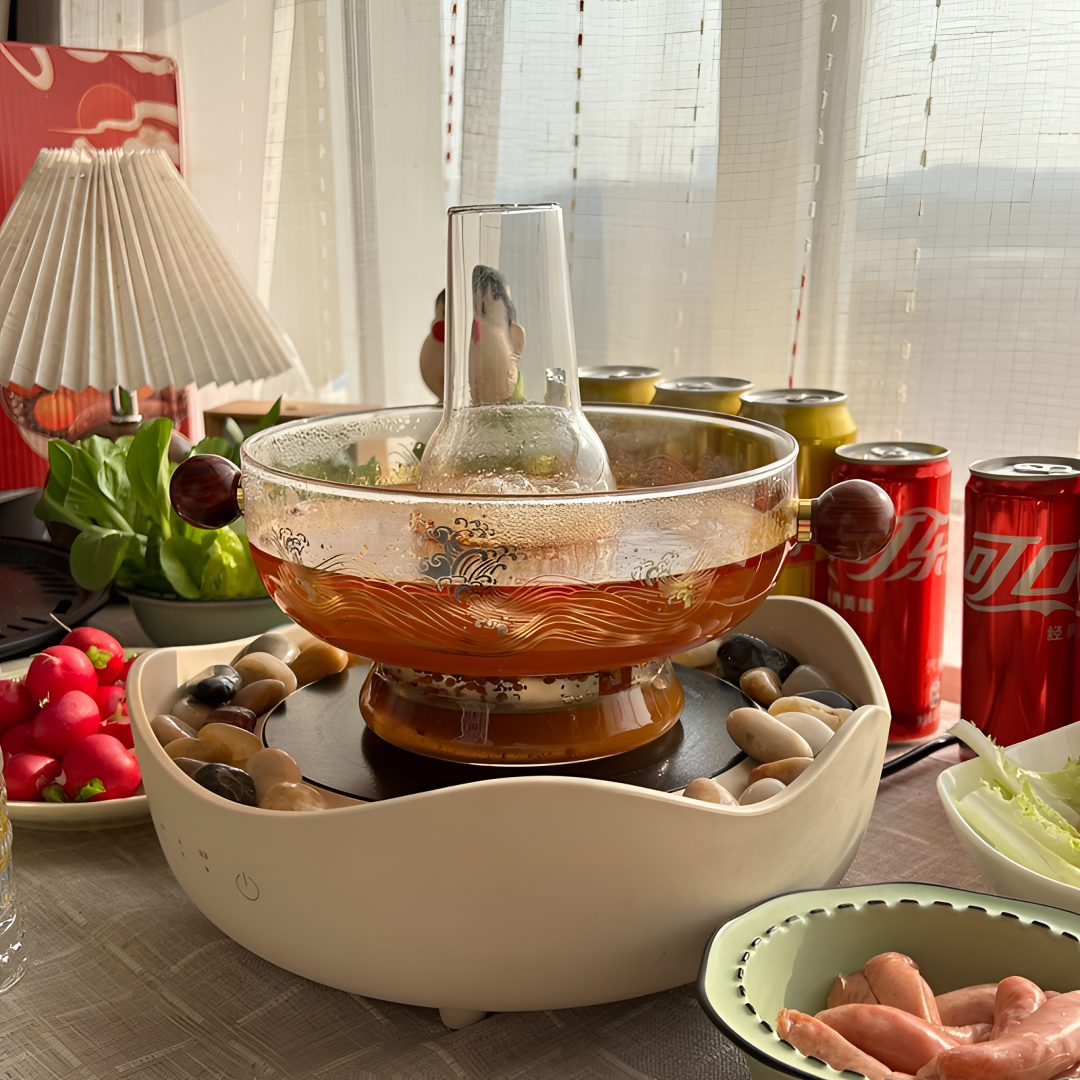 2L家用高硼硅火锅（耐热防爆）北京老火锅加厚电陶炉炭火围炉专用