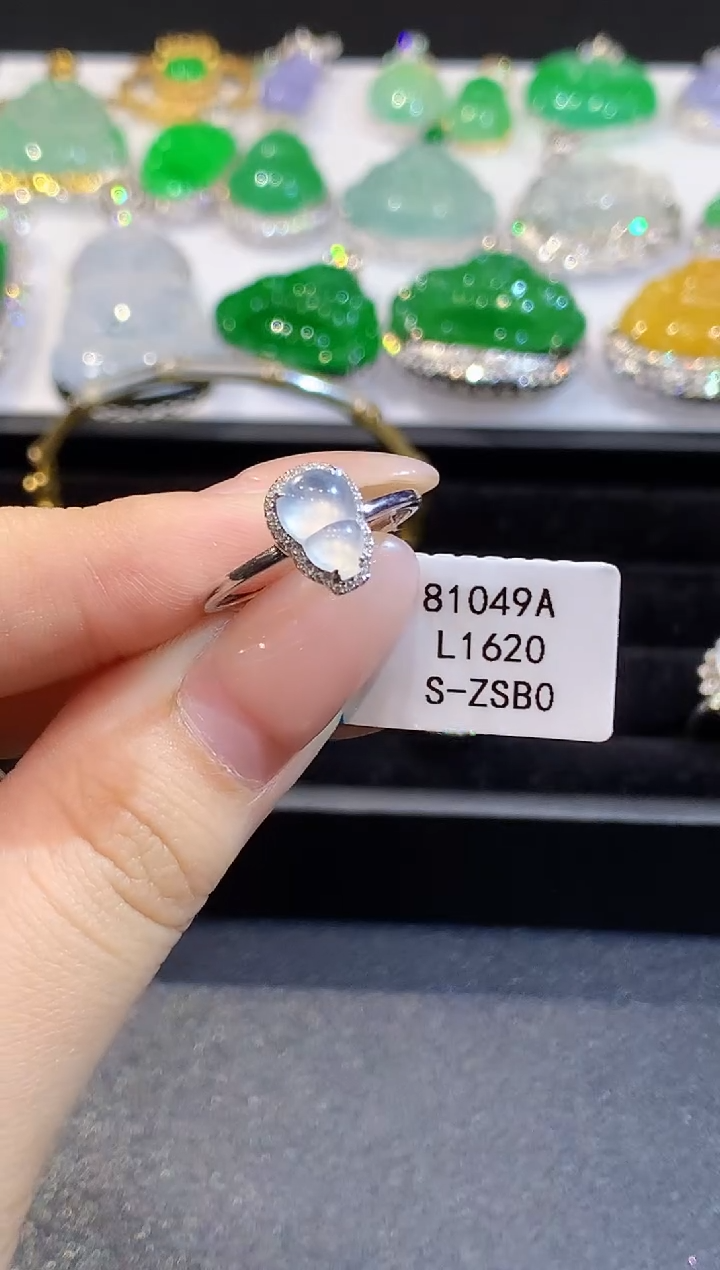 18K金镶嵌戒指翡翠L1620多样性发其一