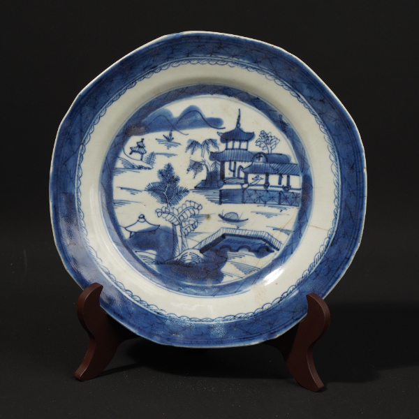 清乾隆山水楼阁盘/LBT1062C/古玩瓷器/律宝堂