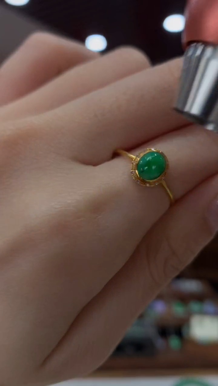 【闪购商品】翡翠戒指18K金镶嵌戒指
