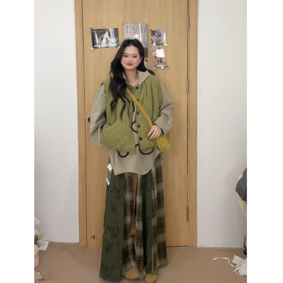 法式休闲风套装宽松INS风秋季时尚套装慵懒风绿色套装