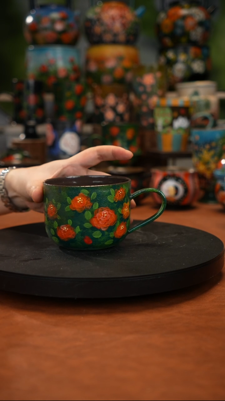 紫砂油画手绘釉下彩