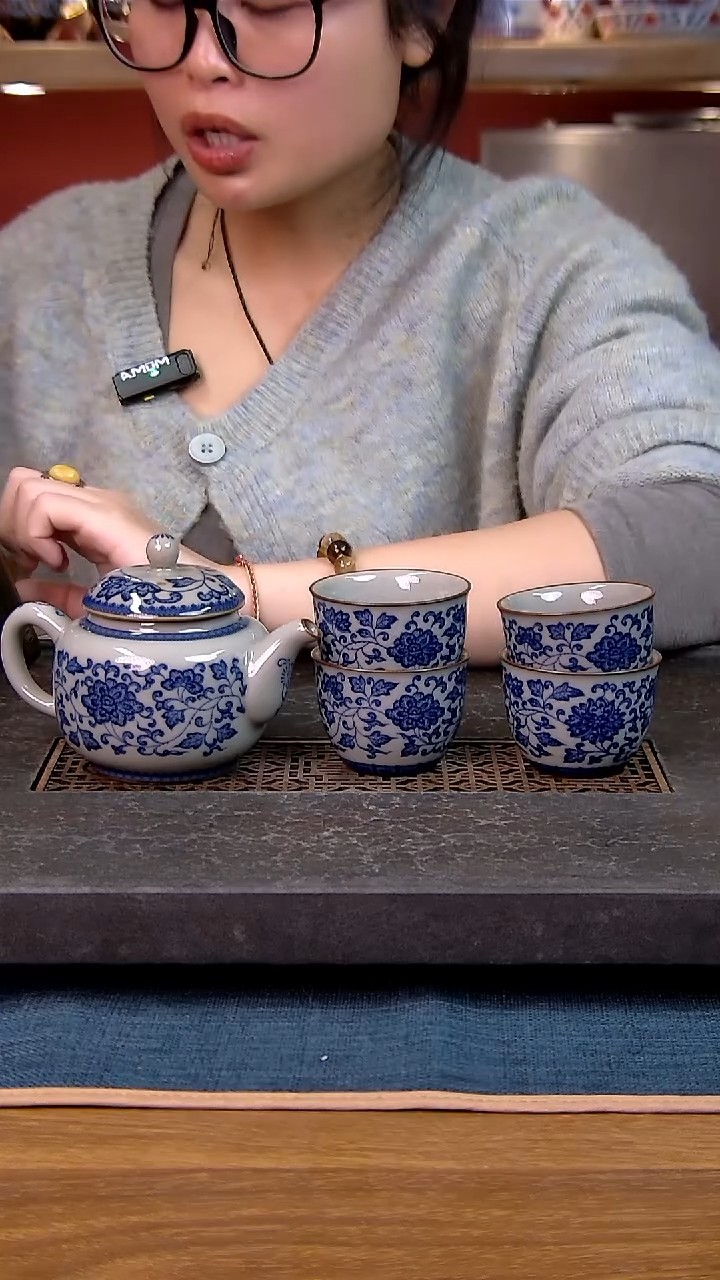 简装家用款5件套 老陶泥开片纹陶瓷茶具