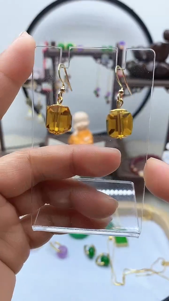 【闪购商品】黄晶耳饰银S925镀金镶嵌88