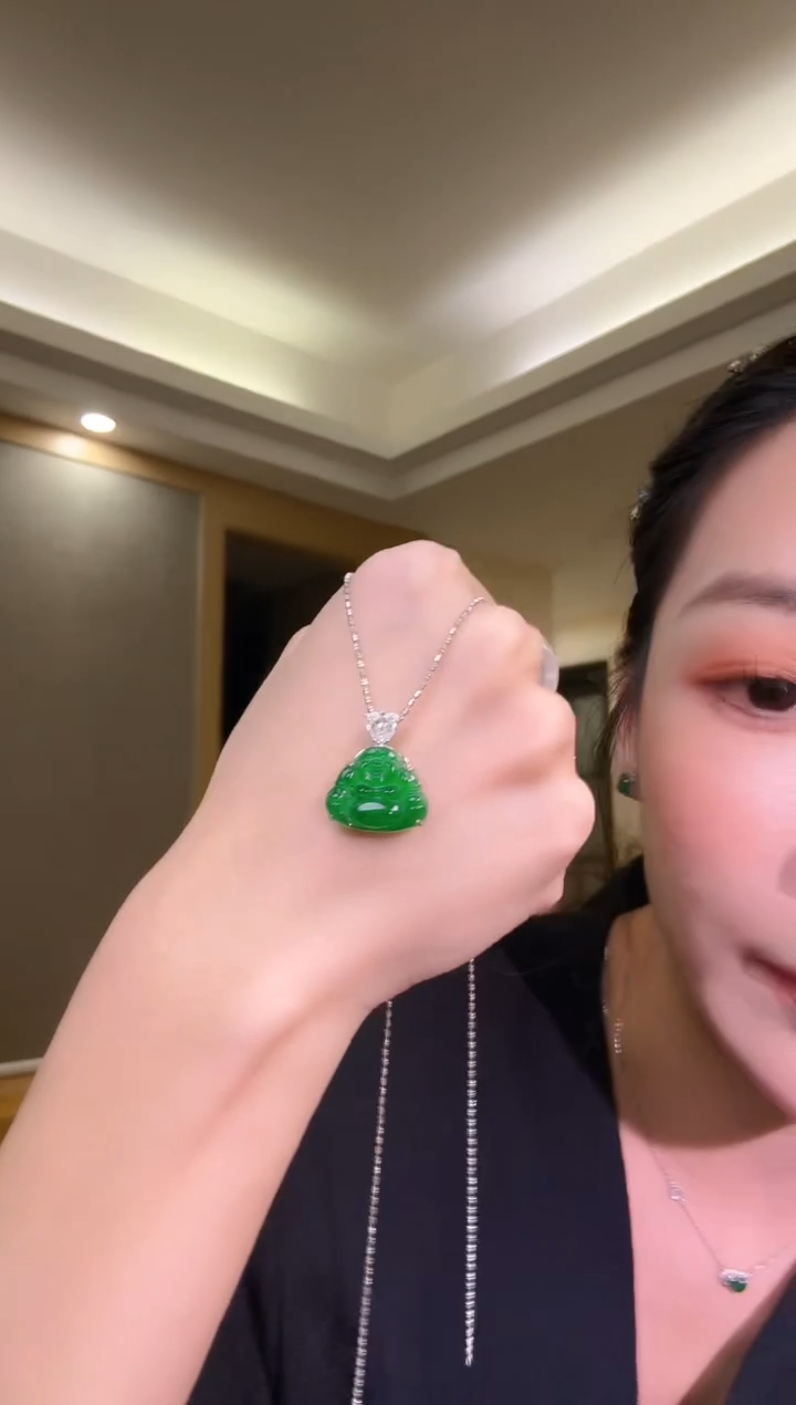 翡翠银S925镶嵌吊坠(不含链)天然翡翠吊坠