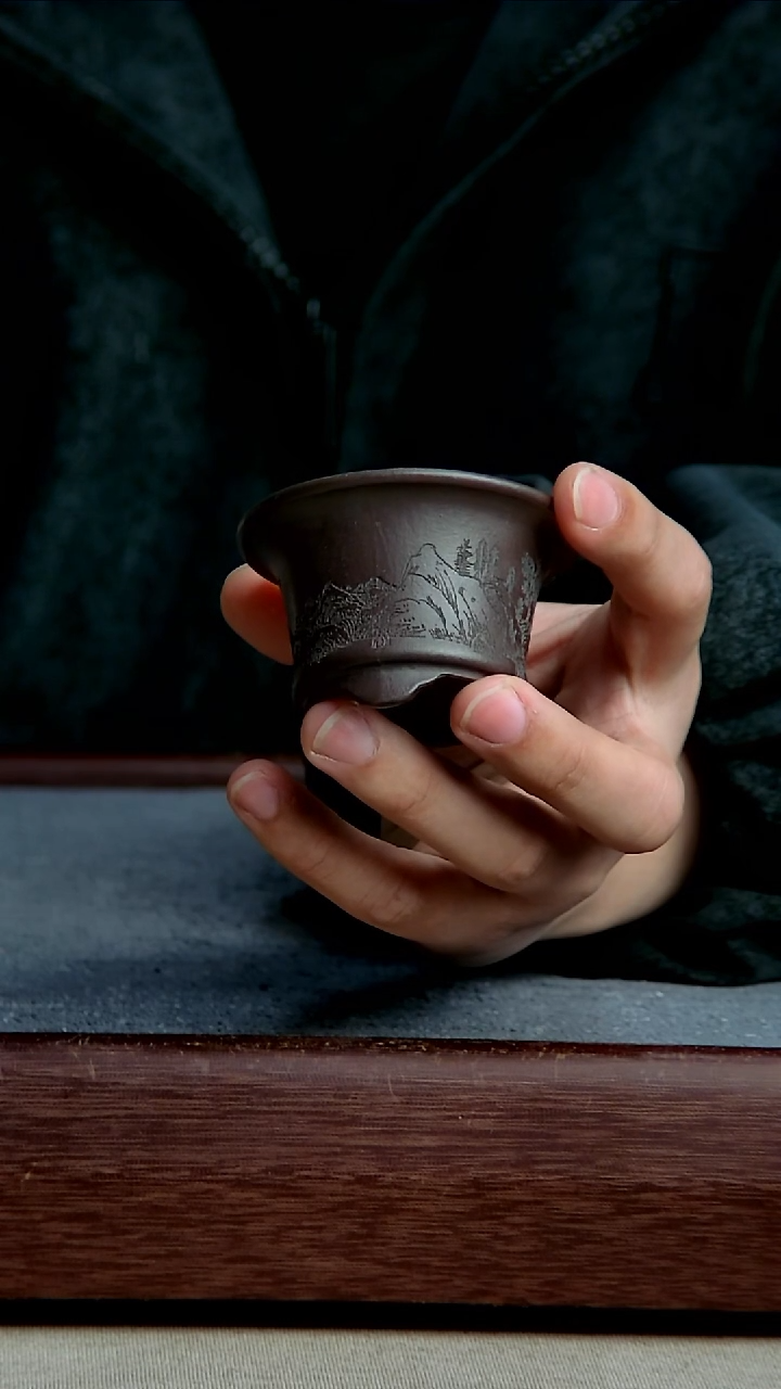 紫砂花盆5.5*3内径尺寸 山水