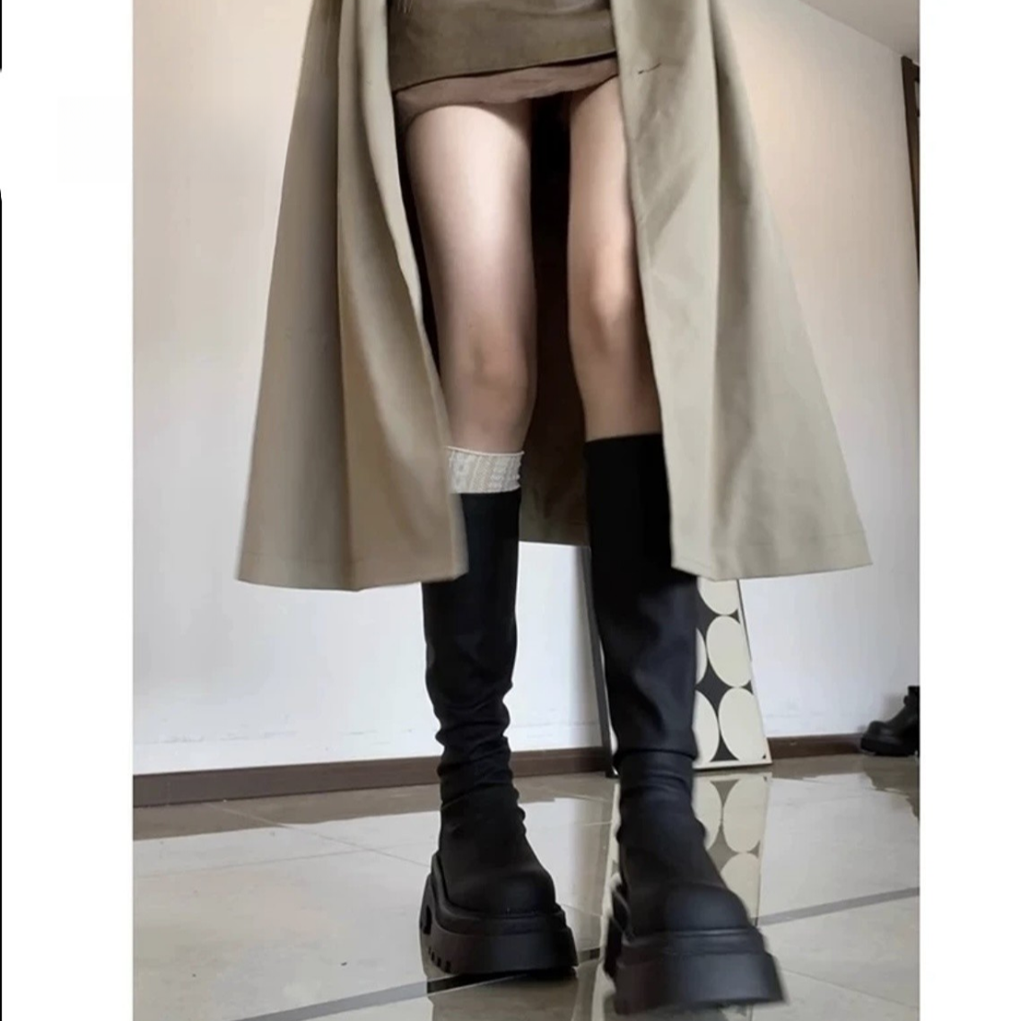 时尚百搭厚底长筒靴女2025新款秋冬显瘦高筒靴不过膝骑士靴堆堆靴