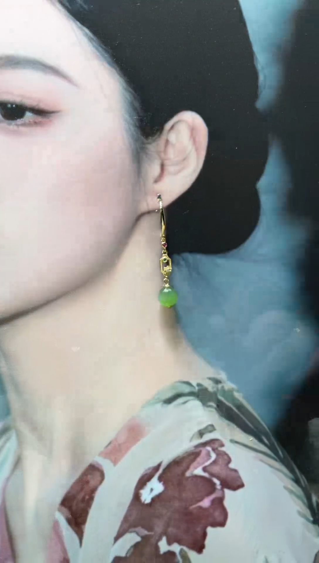 【闪购商品】和田玉耳饰银S925镶嵌0056