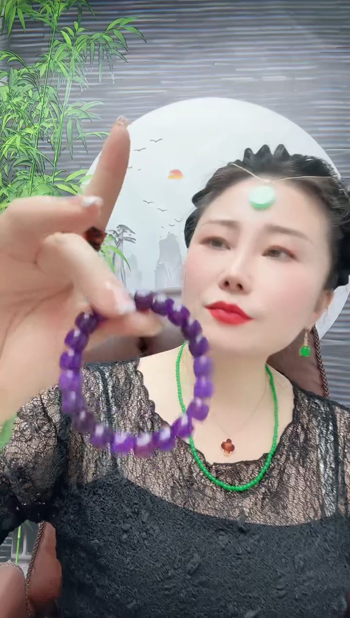 高货紫色桶珠手串