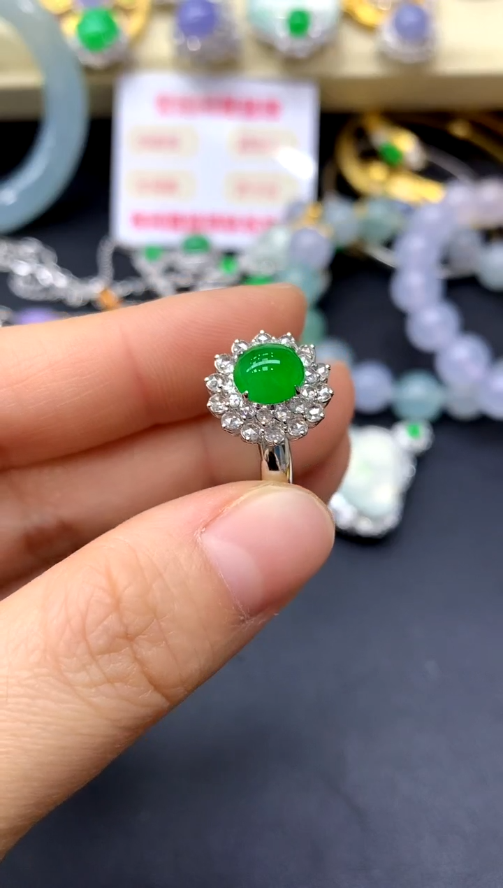 18K金镶嵌戒指翡翠382-中国好珍宝